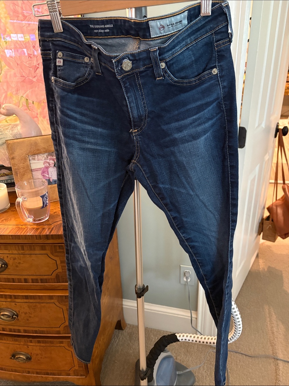 Ag Adriano Goldschmied Dark Blue Cropped Ankle Jeans